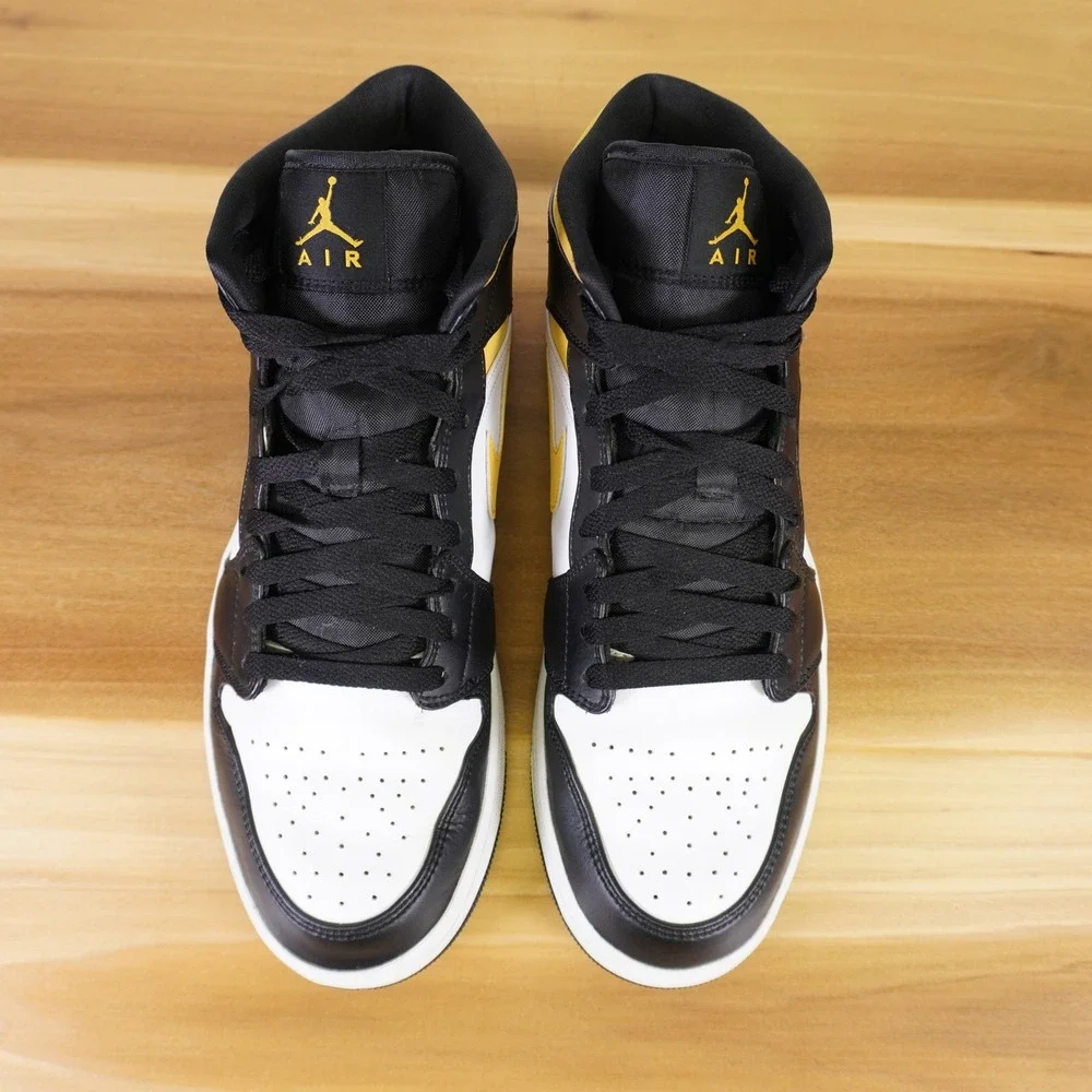 Nike Air Jordan 1 Mid Mens 11 University Gold Black White Sneakers 554724-177